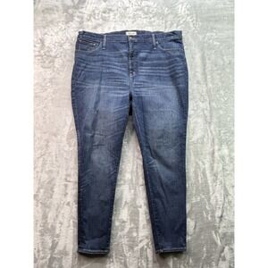 Madewell Womens Plus Sz 37 W44 Blue Jeans High Rise Skinny Stretch Whiskered